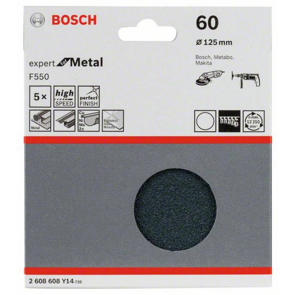 BOSCH Schleifpapier Schleifblatt F550, Expert 60 for Metal, mm, 125