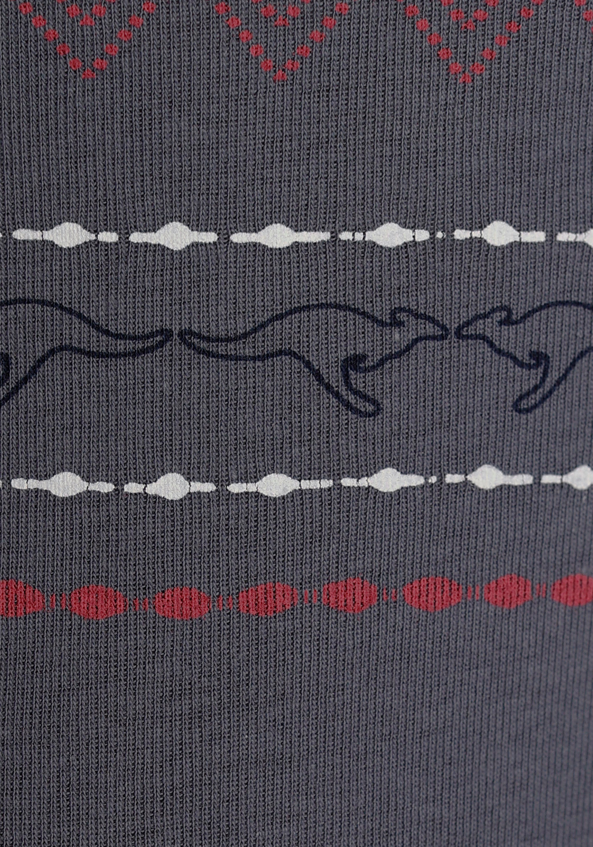 KangaROOS Langarmshirt sehr figurbetonte Passform, mit Zick-Zack-Muster, aus 100% Baumwolle