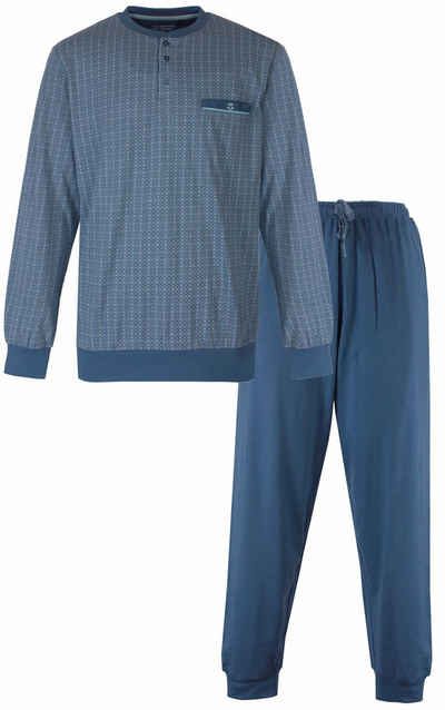 Paul Hopkins Schlafanzug Herren Pyjama lang mit Bündchen (2 tlg) Baumwolle