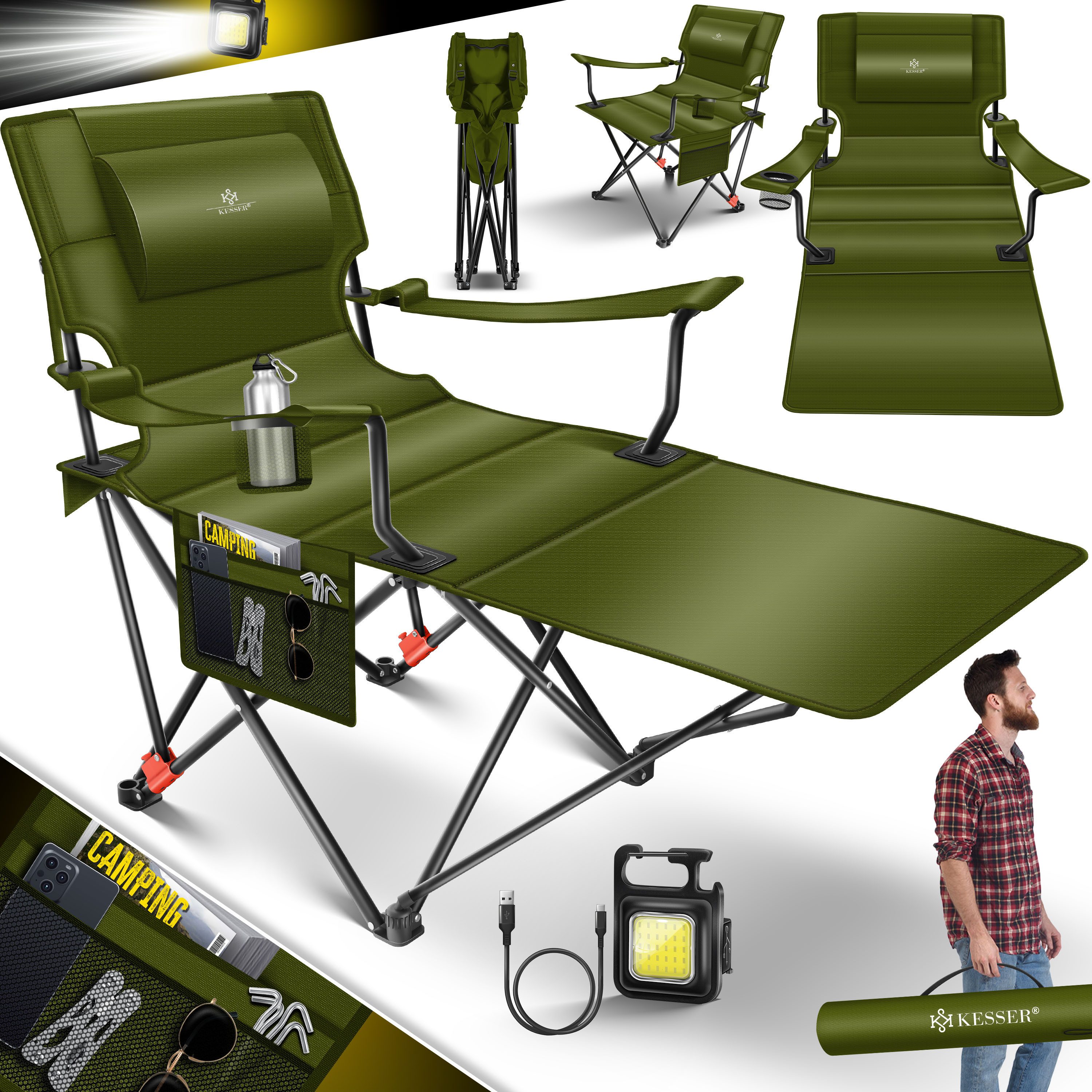 KESSER Campingstuhl 2in1 Campingliege klappbar Campingstuhl bis 160kg Campi günstig online kaufen