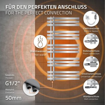 ECD Germany Elektrischer Badheizkörper Badheizkörper Iron EM Designheizkörper Paneelheizkörper, Heizstab 1200W Chrom 600x1200mm