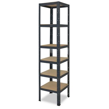 shelfplaza Schwerlastregal HOME, 200x50x50cm anthrazit, Metallregal mit 6 Böden, als Kellerregal, Garagenregal, Werkstattregal oder Lagerregal, Steckregal Metall mit 145kg Tragkraft