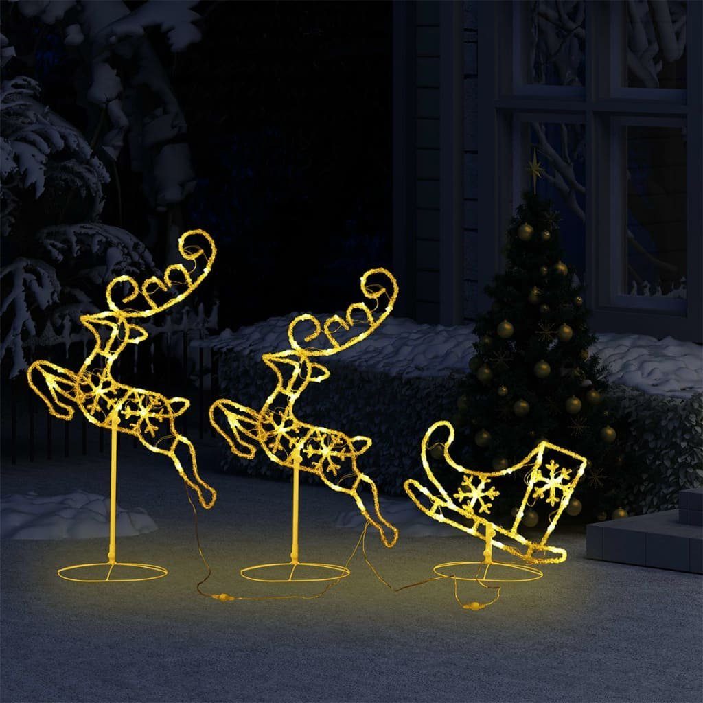 vidaXL Dekolicht NA Weihnachtsdekoration Acryl Rentiere Schlitten 260x21x87 cm