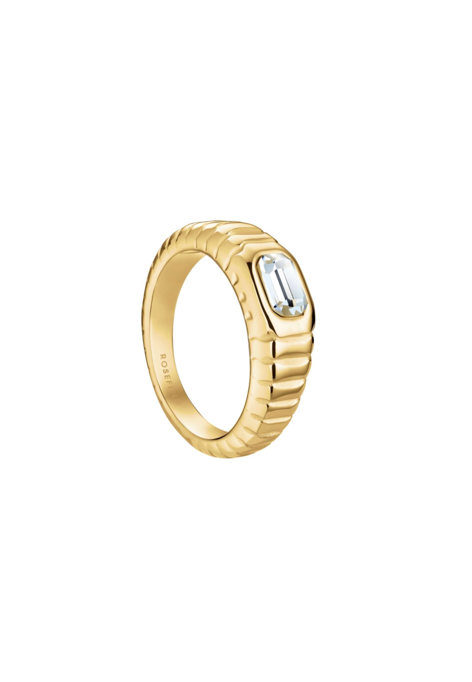 ROSEFIELD Fingerring ROSEFIELD Damenschmuck Ring Octagon Geriffelt Größe 52 Goldfarben