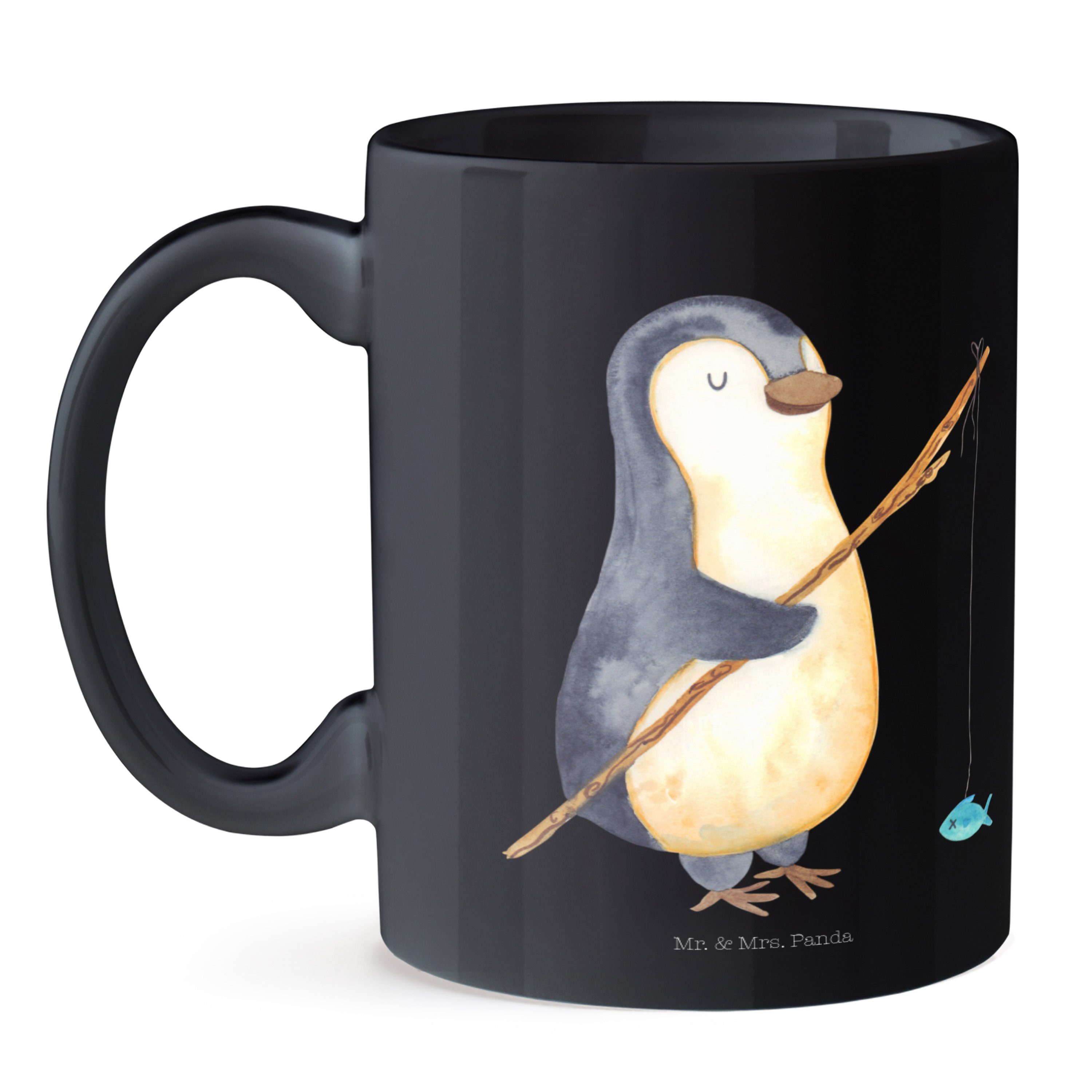 Mr. & Mrs. Tagträume, Geschenk, Schwarz - Seevogel, Tasse, Angler Panda Keramik Büro - Pinguin Schwarz Tasse