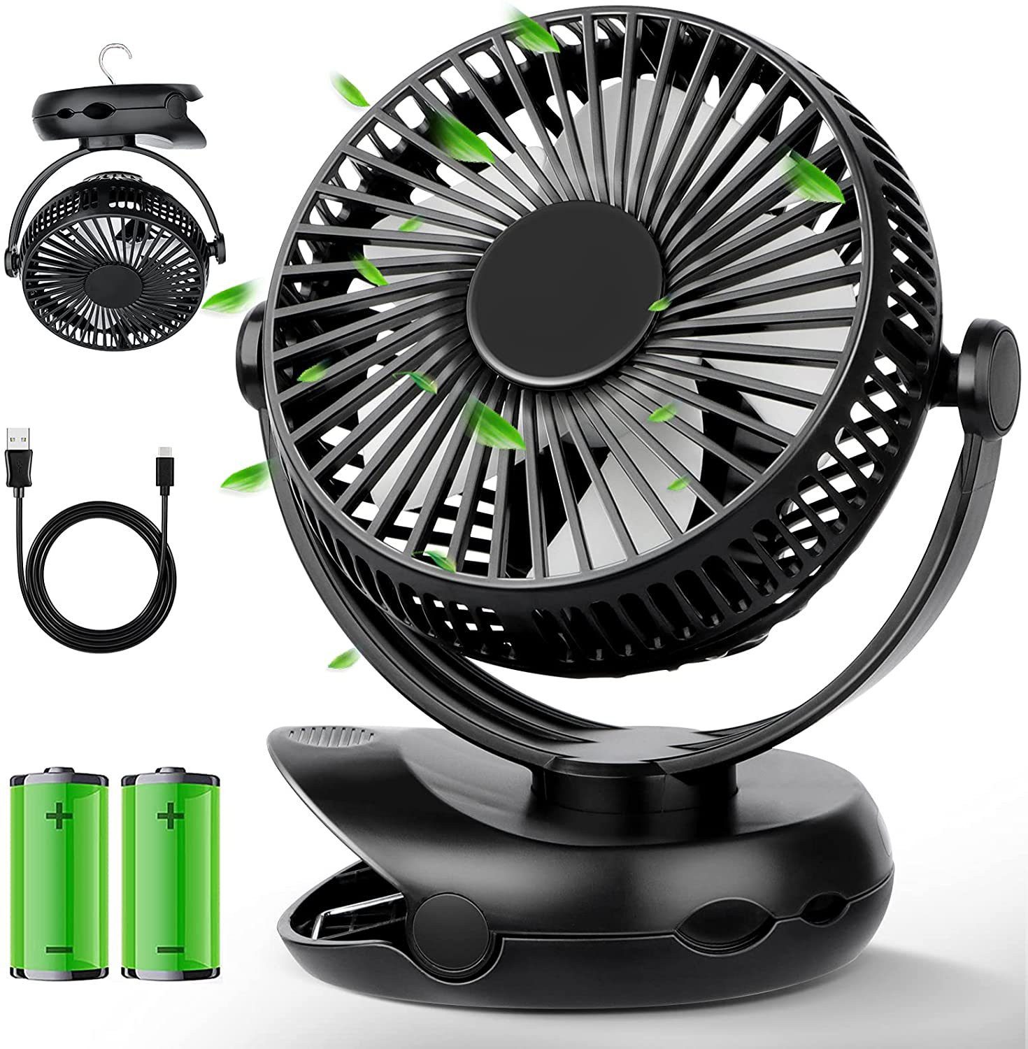 feinlux Mini USB-Ventilator Mini USB-Ventilator, Mit integrierten Klammer und dem klappbaren Haken