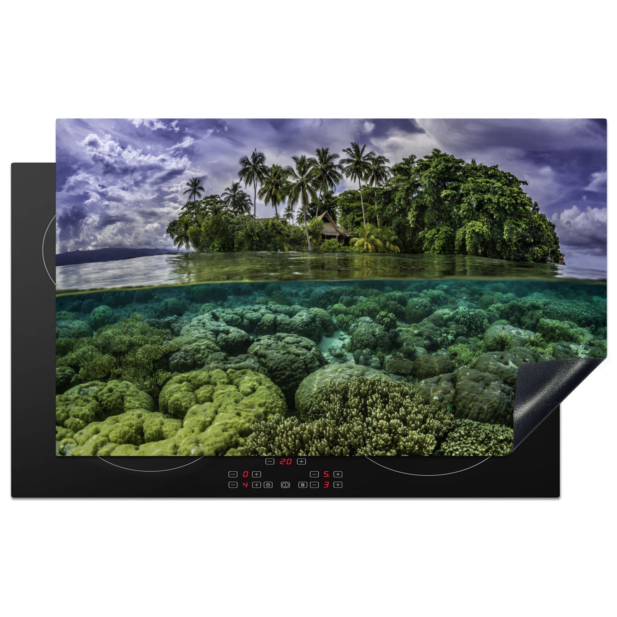 MuchoWow Herdblende-/Abdeckplatte Marovo-Lagune auf den Salomoninseln, Vinyl, (1 tlg), 83x51 cm, Ceranfeldabdeckung, Arbeitsplatte für küche