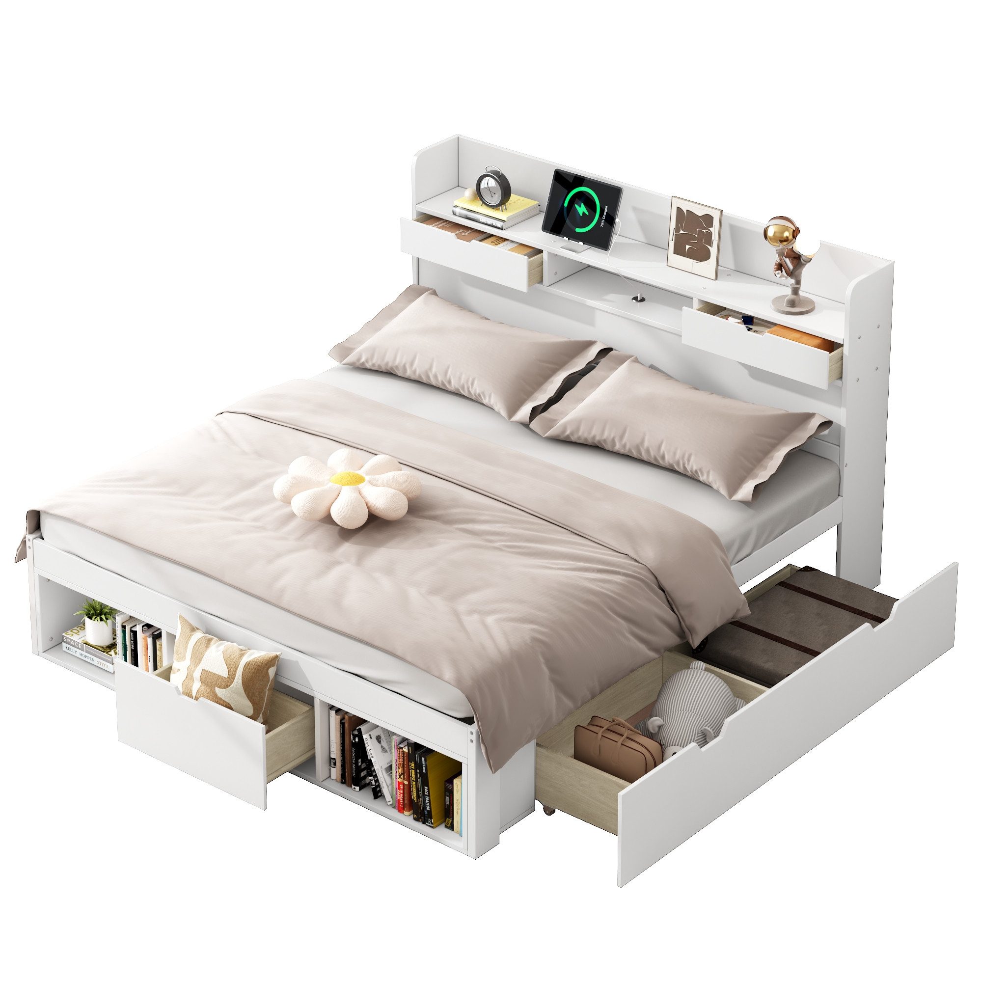 REDOM Polsterbett Massivholzbett, Kinderbett, Jugendbett, Multifunktionales günstig online kaufen