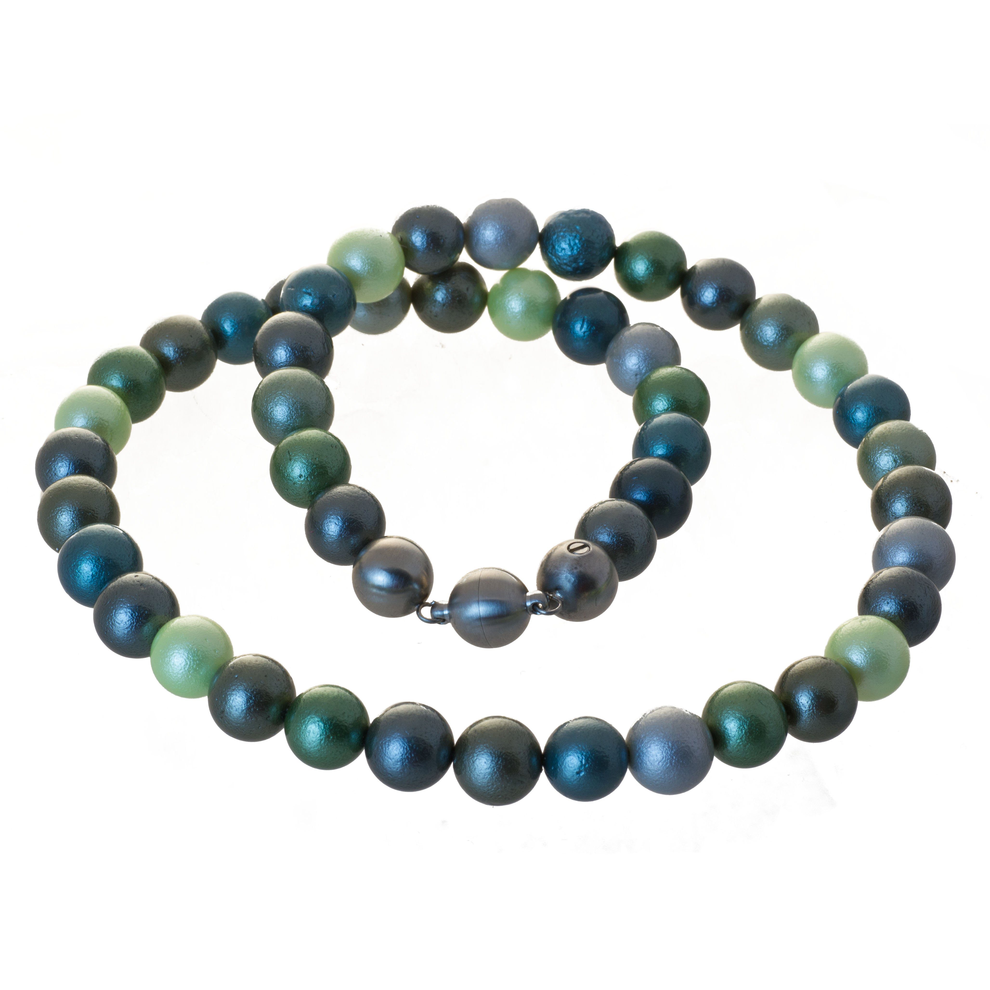 Perlenkette Kette Muschelkern Perlen grün, Muschelkernperlen günstig online kaufen