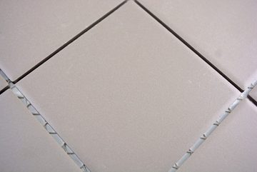 Mosani Mosaikfliesen Mosaik Fliese Keramik mittelgrau unglasiert rutschsicher Spritzschutz