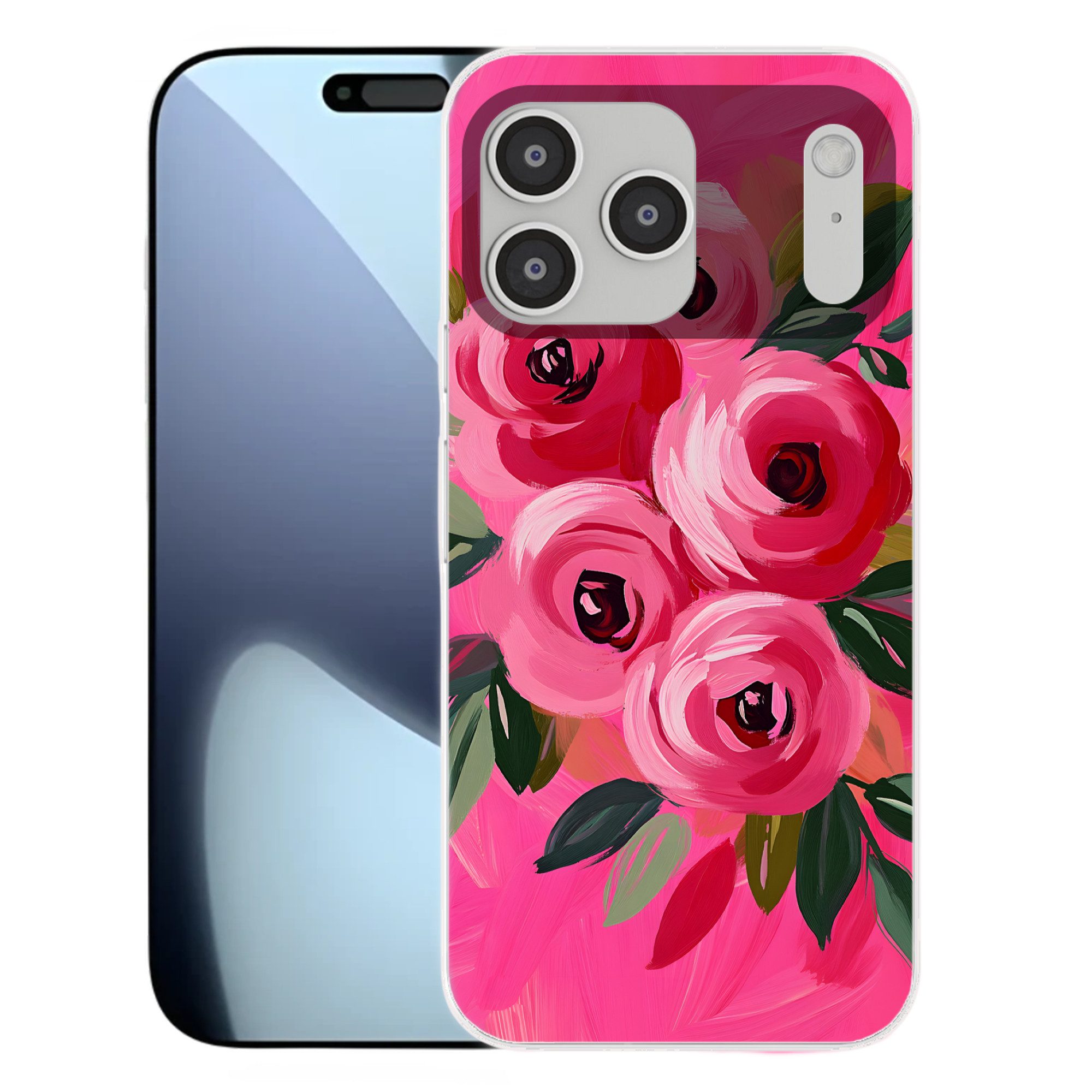 MuchoWow Handyhülle für Apple iPhone 17 Pro Max Blumen - Farbe - Rosa, Smartphone-Bumper, Print, Handy Schutzhülle Dünn