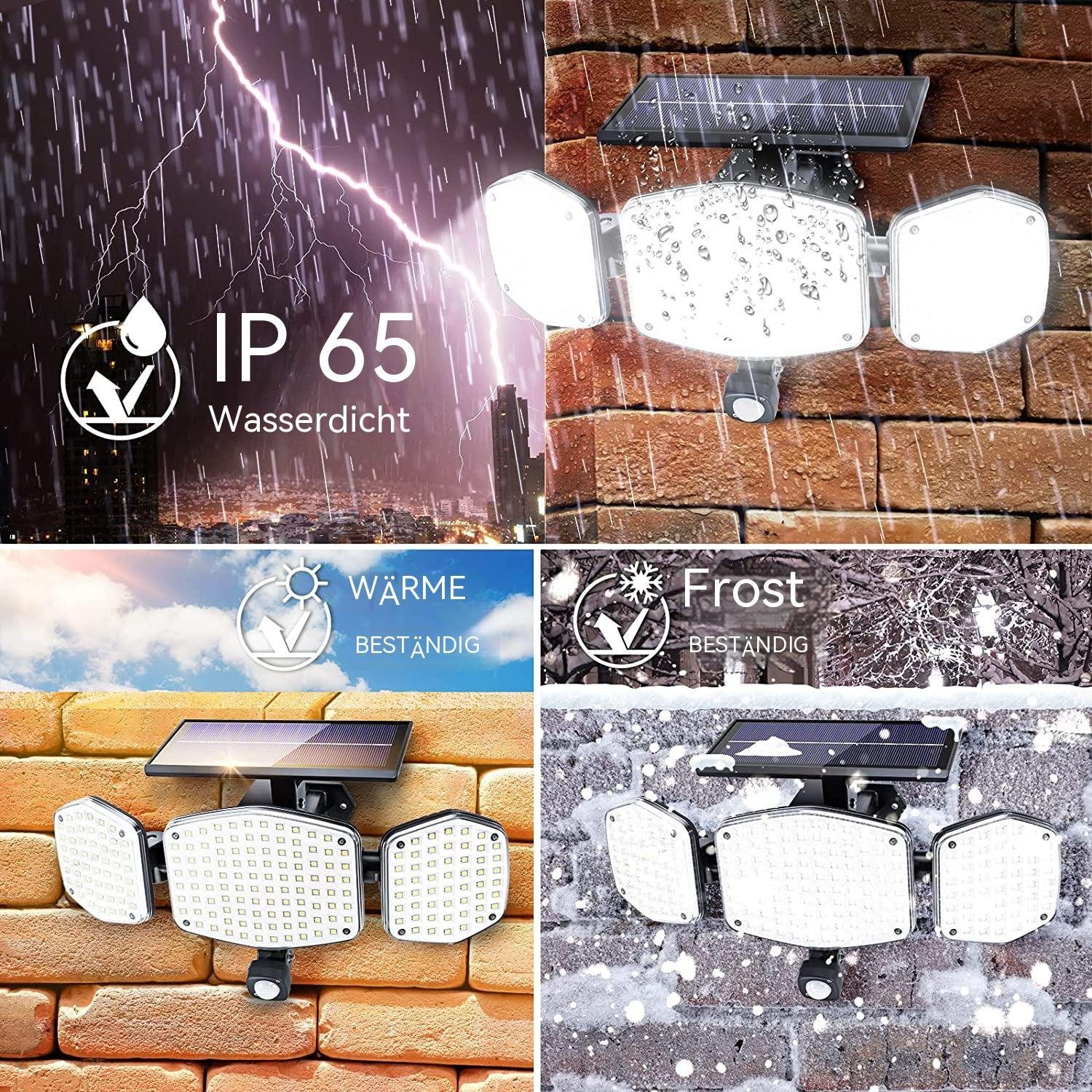 LED Wasserdicht GelldG Bewegungssensor Solarleuchte IP65 208 Solar-Flutlicht für LED mit Außen