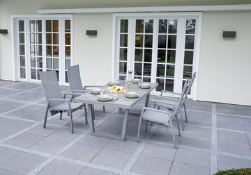 LC Garden Gartentisch LC Garden »Bondino« Dining Gartentisch silber 200x100x75cm V-Fuß mit Keramik Tischplatte grau
