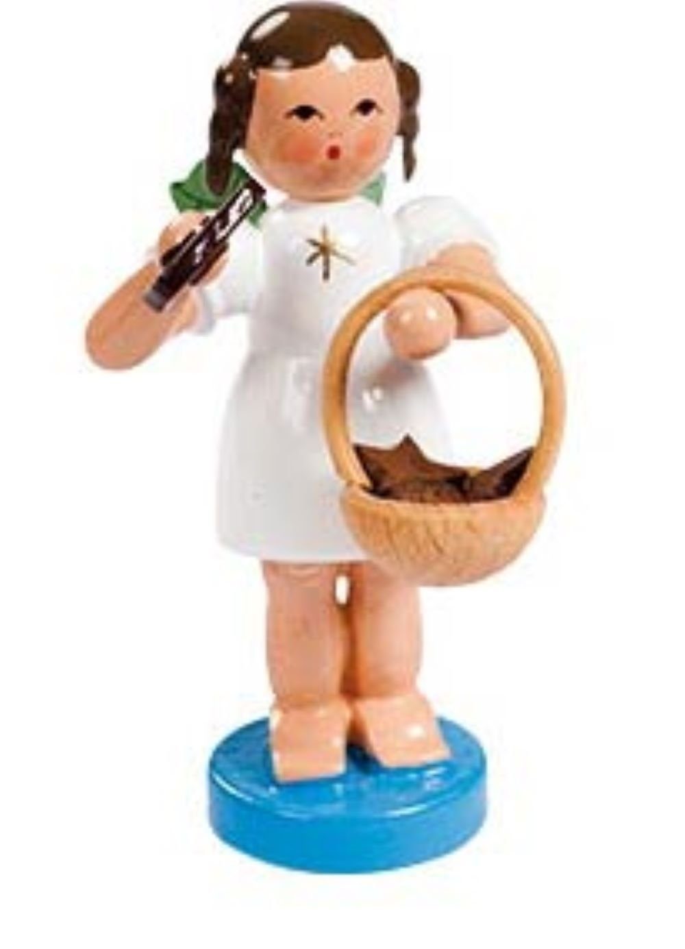 Richard Glaesser Sammelfigur Bäckerengel mit Lebkuchen, Höhe 6cm, Handwerkskunst original Erzgebirge