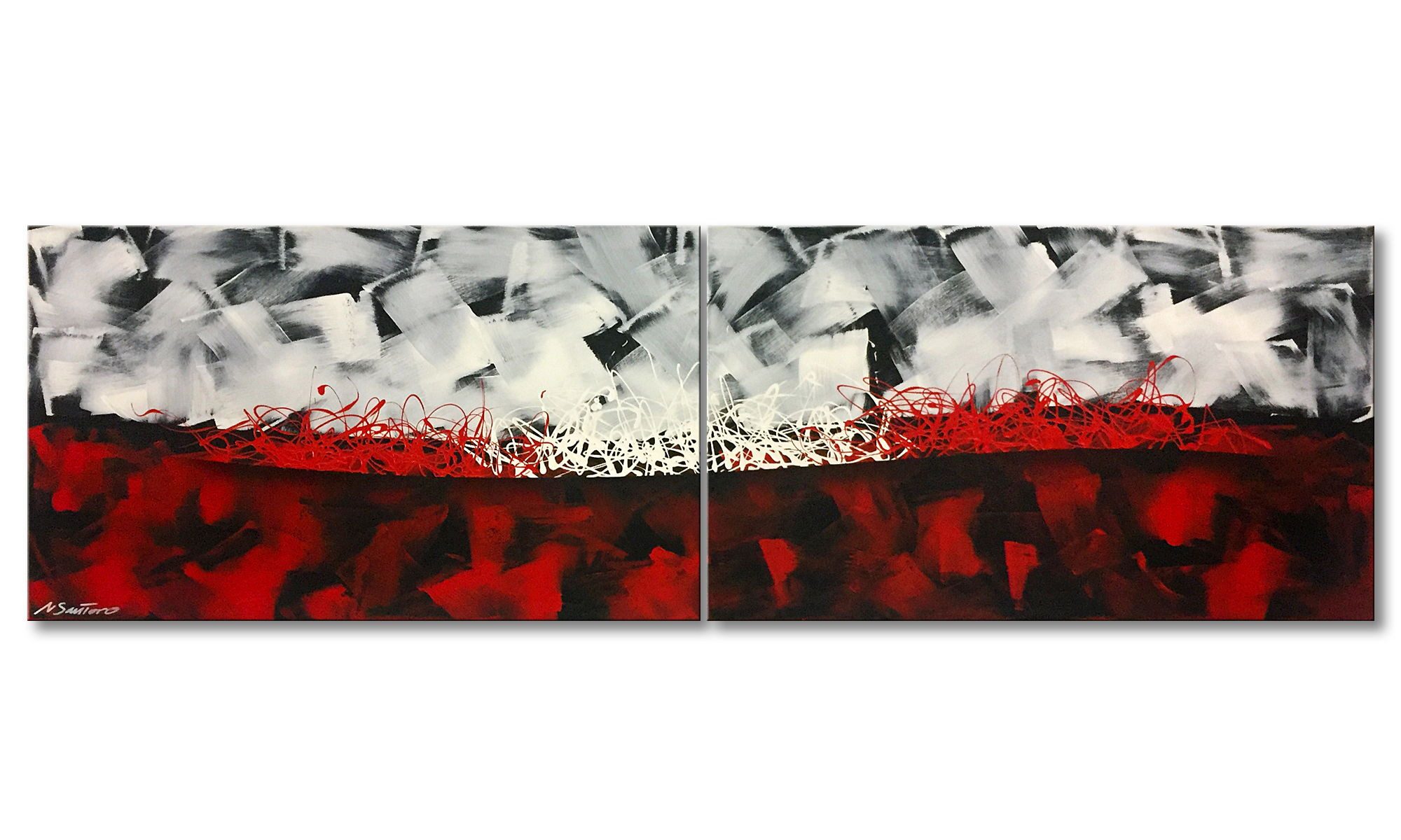 WandbilderXXL Gemälde Up And Down 200 x 60 cm, Abstraktes Gemälde, handgemaltes Unikat