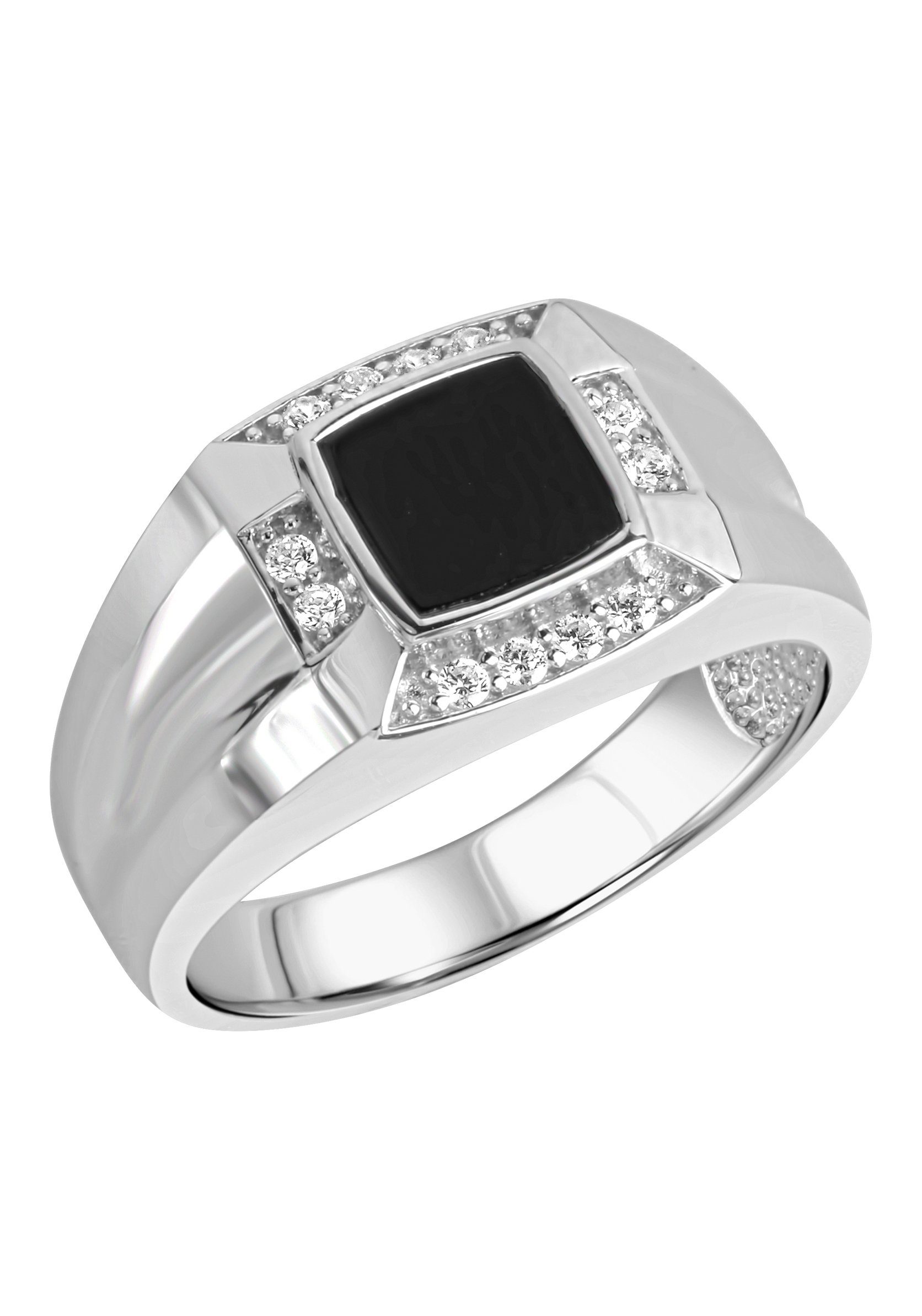 Firetti Fingerring Schmuck Geschenk Silber 925 Silberring Herrenring, mit Achat, Zirkonia (synth)