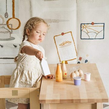 MeowBaby Stehhilfe Lernturm für Kinder Montessori Lernstuhl Natur (1 St), Kinderhocker, Höhenverstellbar, Abgerundete Ecken & Kanten