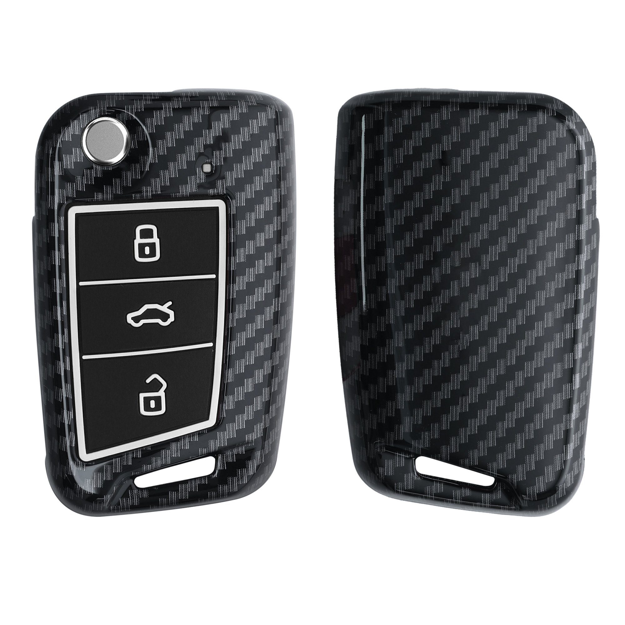 Auto Schlüssel Hülle Silikon Schutz Cover Schwarz für VW Polo Golf 7 VII  GTI GTD GTE R