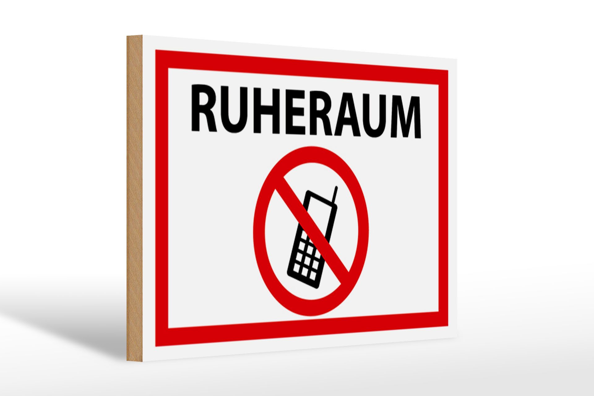 Holzbild Hinweis 30x20cm Ruheraum Handy verboten