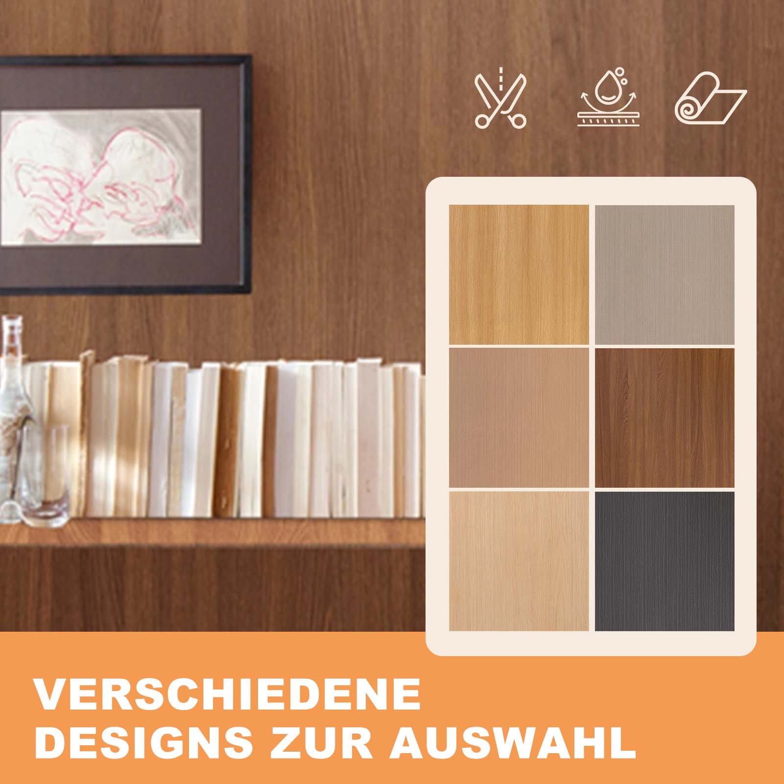 Yalion Vliestapete Yalion Selbstklebende Holzoptik Tapete - PVC Wasserdicht für Wände