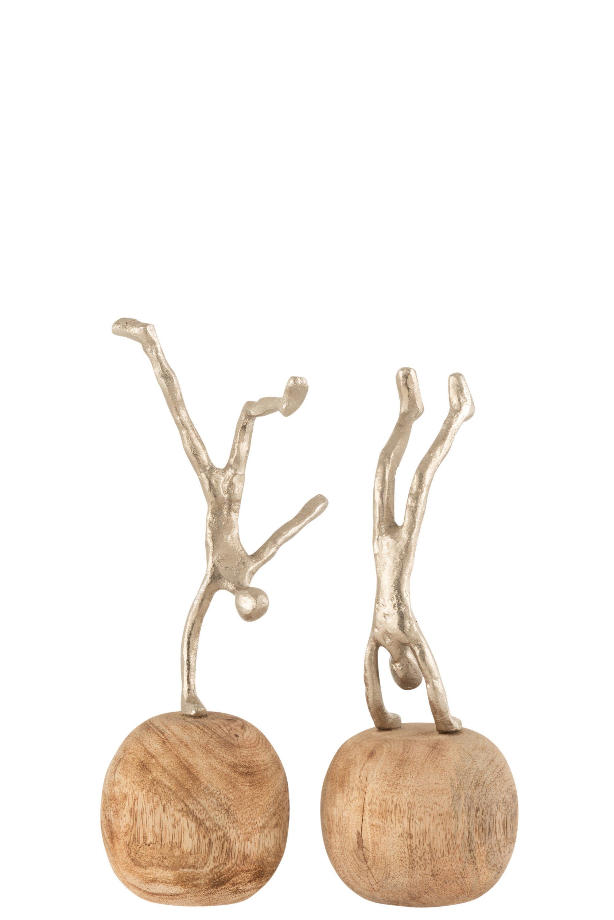 Fuß Figuren Stehende GILDE Elegante Aluminium - 4er und Silb Set in Holz auf Dekoobjekt