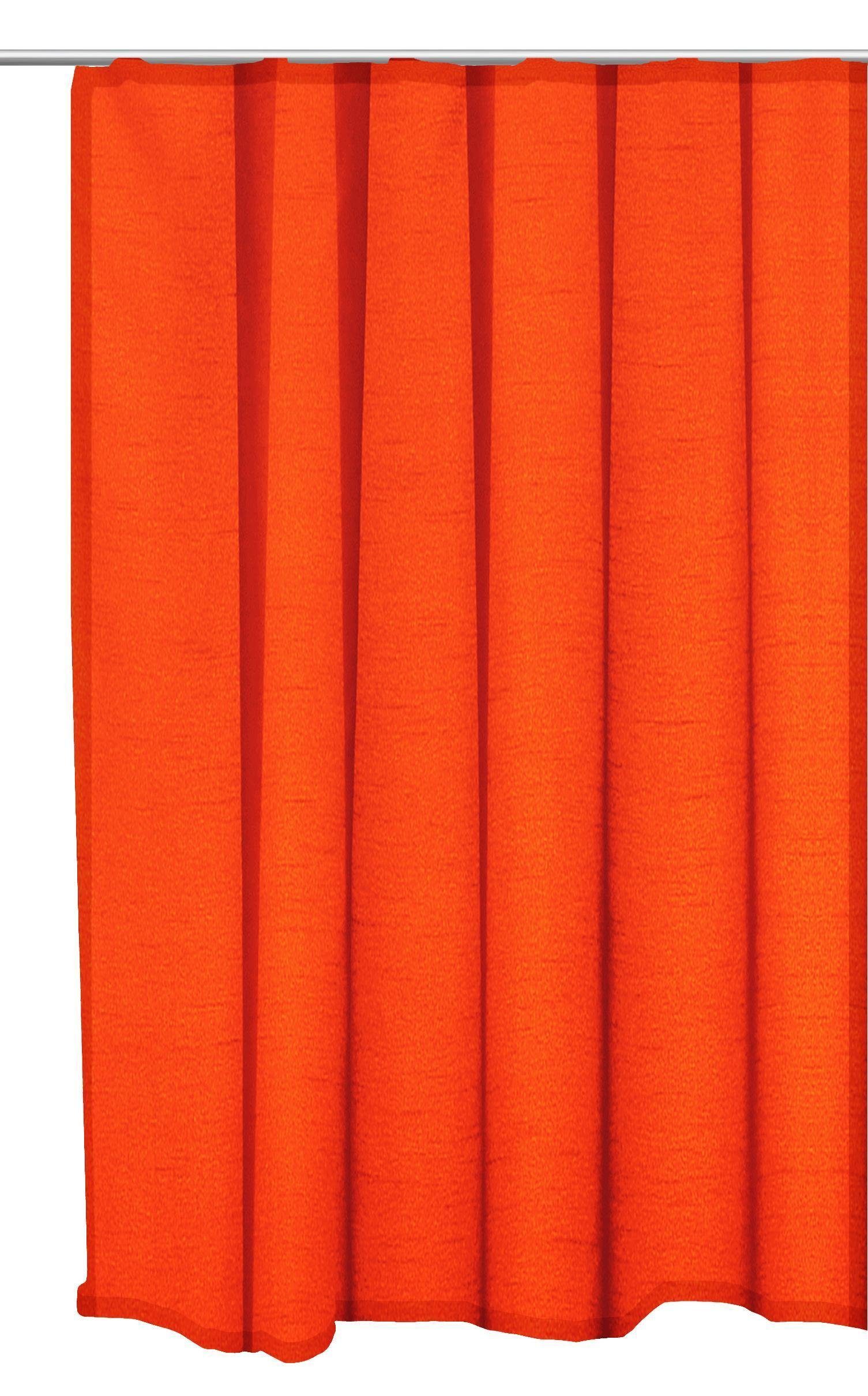 Gardine Vorhang Kräuselband Seidenglanz halbtransparent Dekoschal Gardine, Haus und Deko, Kräuselband (1 St), halbtransparent, Polyester Orange