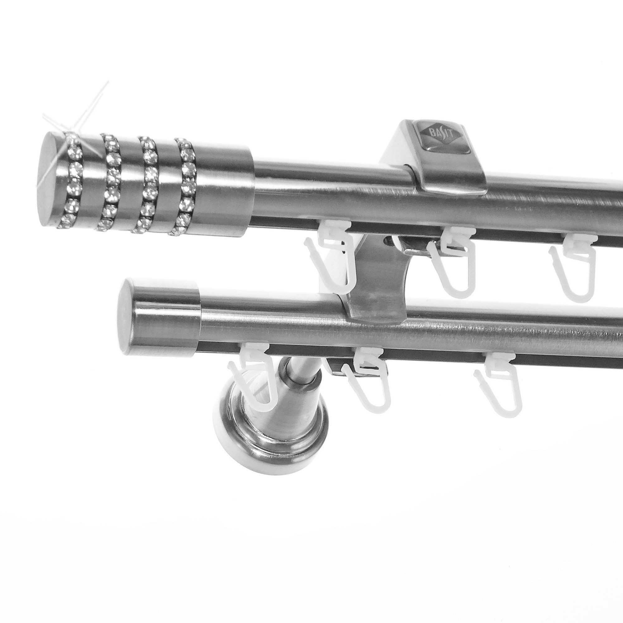 BASIT Gardinenstange Innenlauf Edelstahloptik 20mm mit Wandträgern 120 cm E günstig online kaufen