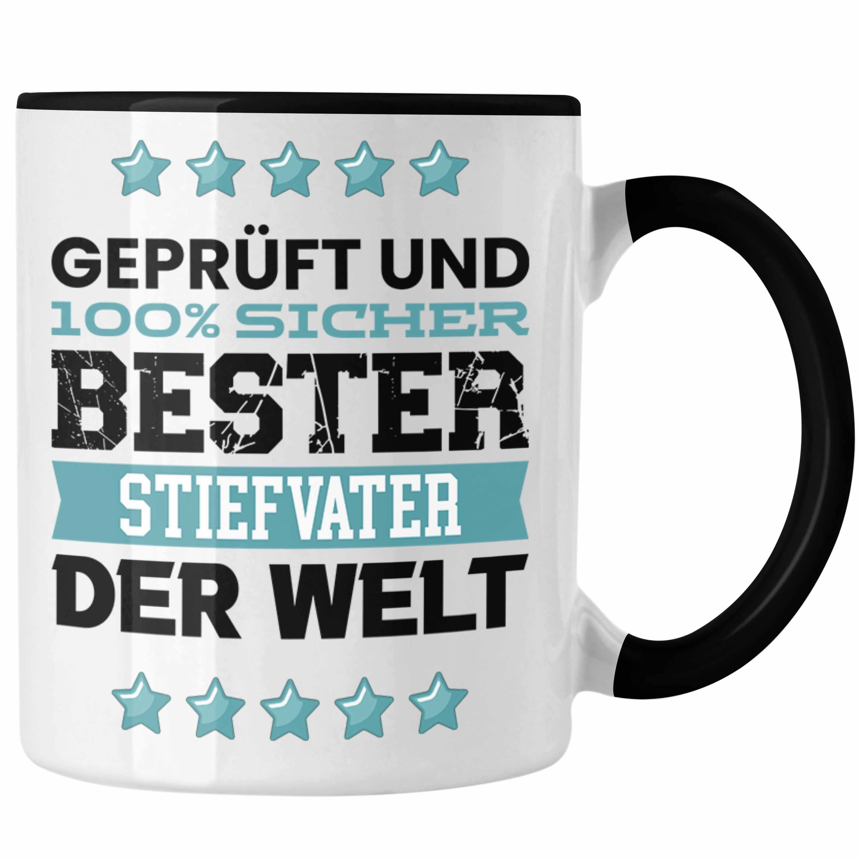 Trendation Tasse Trendation - Bester Stiefvater Der Welt Geschenk Tasse für Vatertag Ge Schwarz