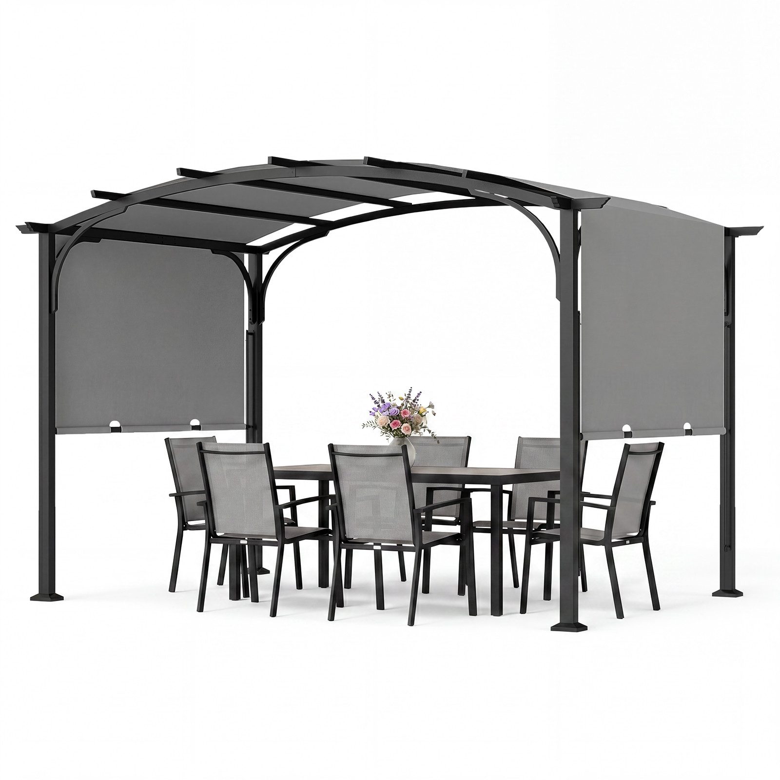 COSTWAY Pavillon, Gartenpavillon winterfest und wasserdicht mit Sonnenschutz