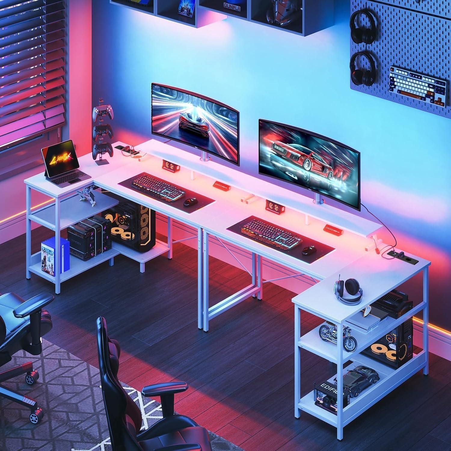 LuxusKollektion Gamingtisch Gaming Tisch L-Form LED 120x80cm Eckschreibtisc günstig online kaufen