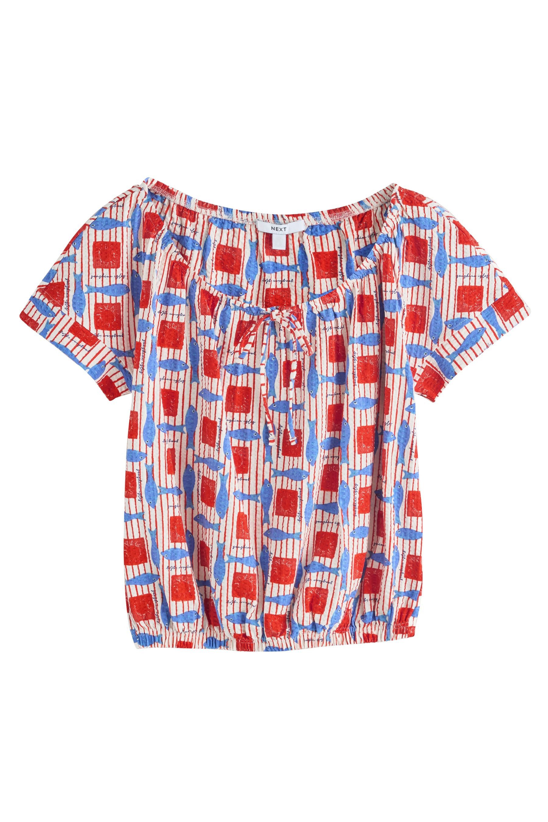 Next T-Shirt T-Shirt mit U-Ausschnitt und Ballonsaum (1-tlg)