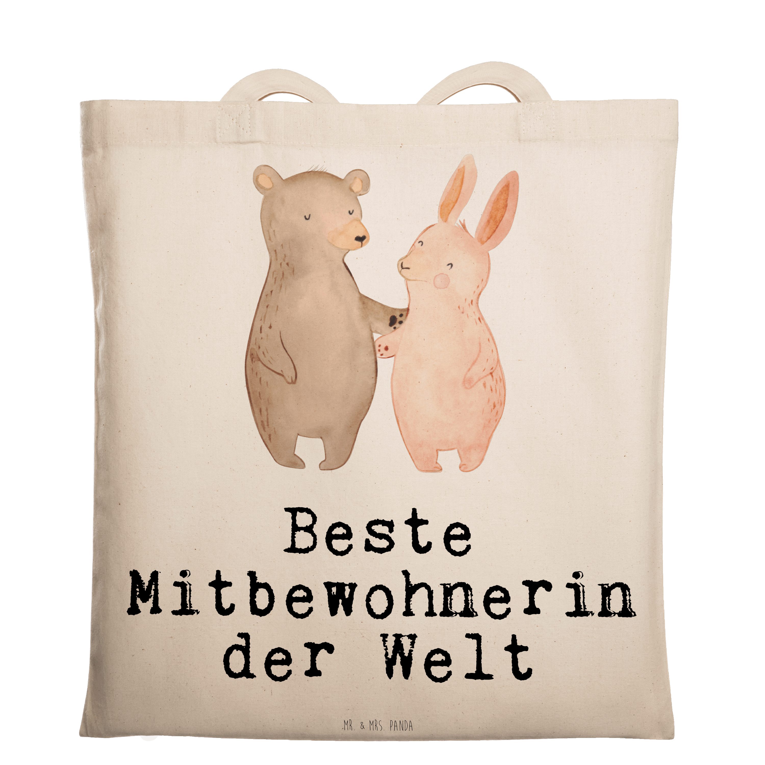 Mr. & Mrs. Panda Tragetasche Hase Beste Mitbewohnerin der Welt - Transparent - Geschenk, Freude ma (1-tlg)