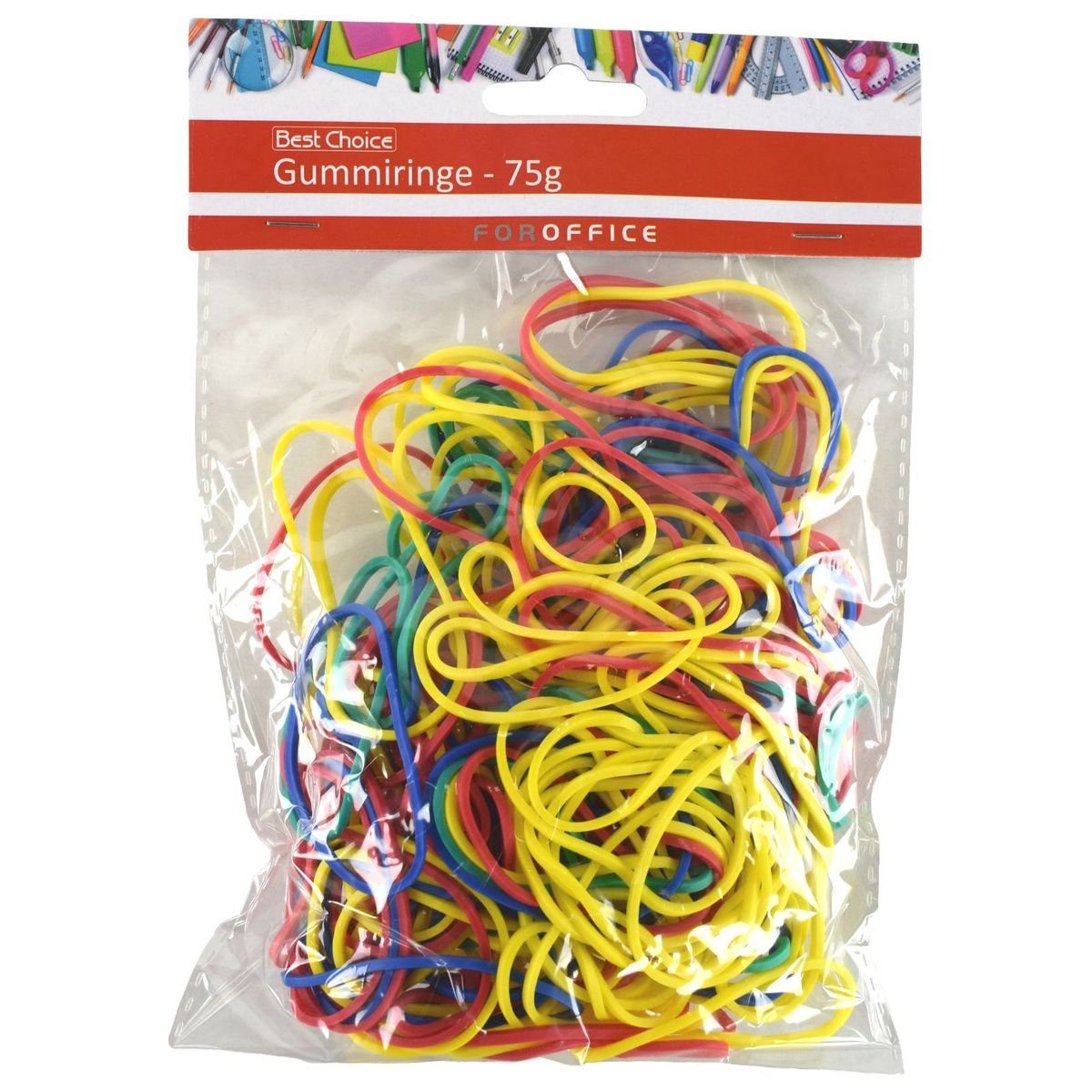 Best Choice Gummibänder ca. 180 Ringe aus Gummi je Ø 3,5 cm mehrfarbig 75 g pro Packung, elastisch