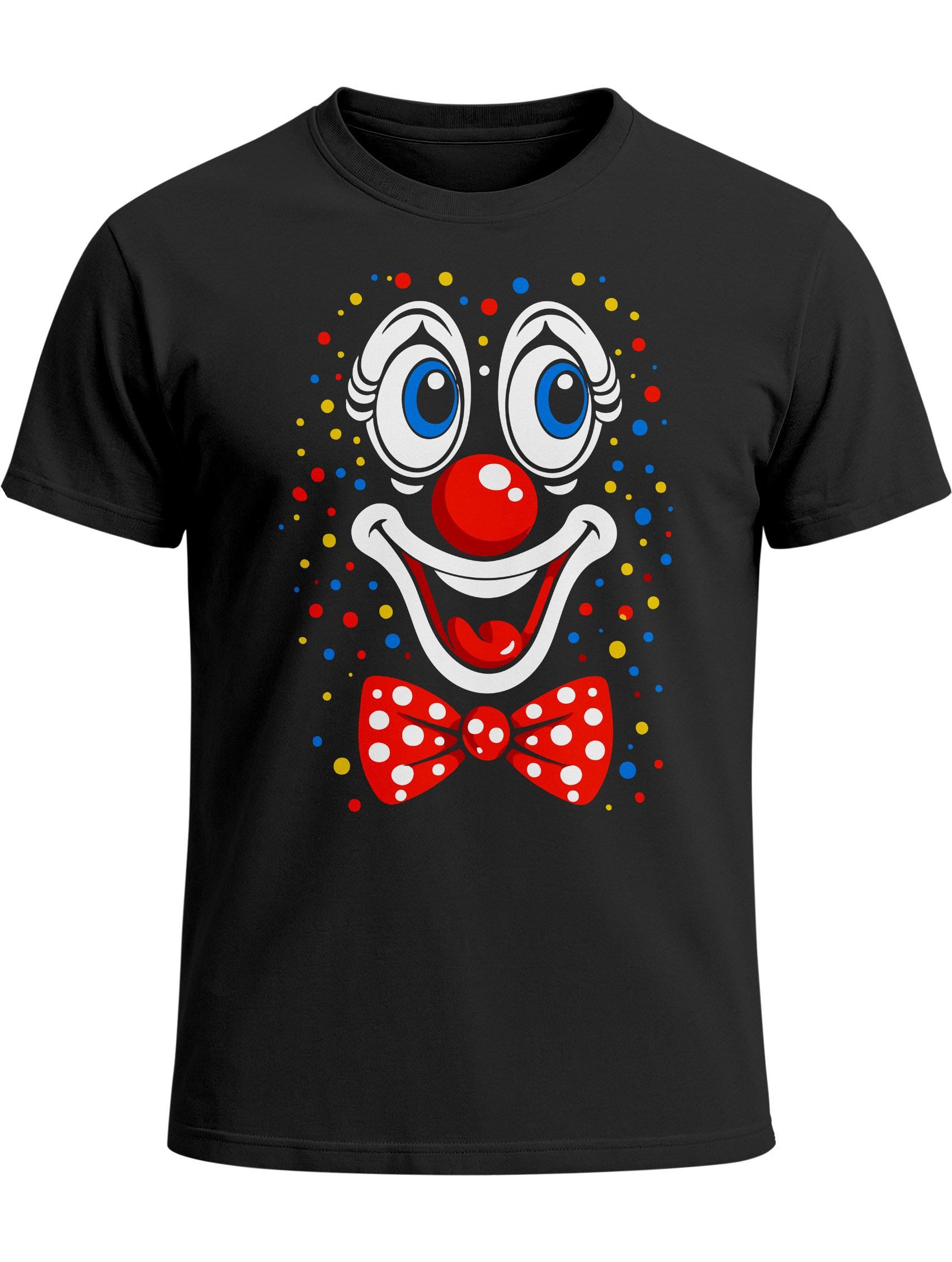 Print-Shirt Herren T-Shirt Fasching Karneval - Clowngesicht -Kostüm-Ersatz