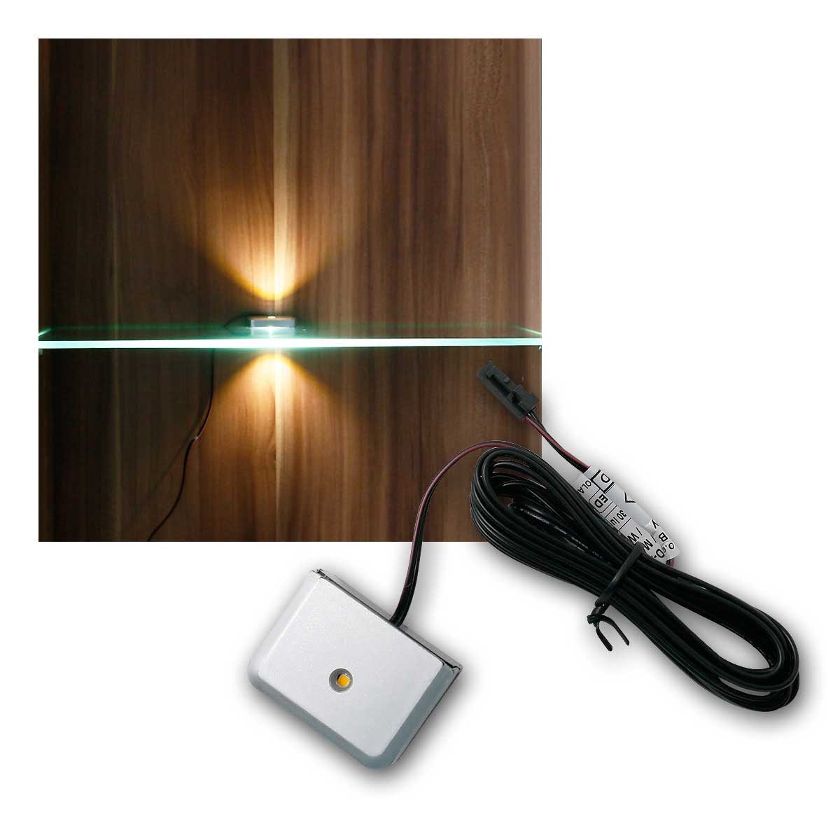 world-trading-net LED Glaskantenbeleuchtung Clip-3D silber Glasbodenbeleuchtung, warmweiß, 12V, warmweiß