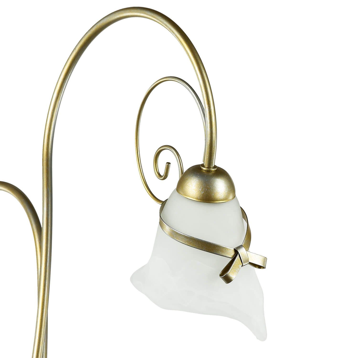 Stehlampe Stil Licht-Erlebnisse Gold floraler Leuchtmittel, Wohnzimmer Glas KOKARDA, Metall ohne Stehleuchte Lampe gemütlich