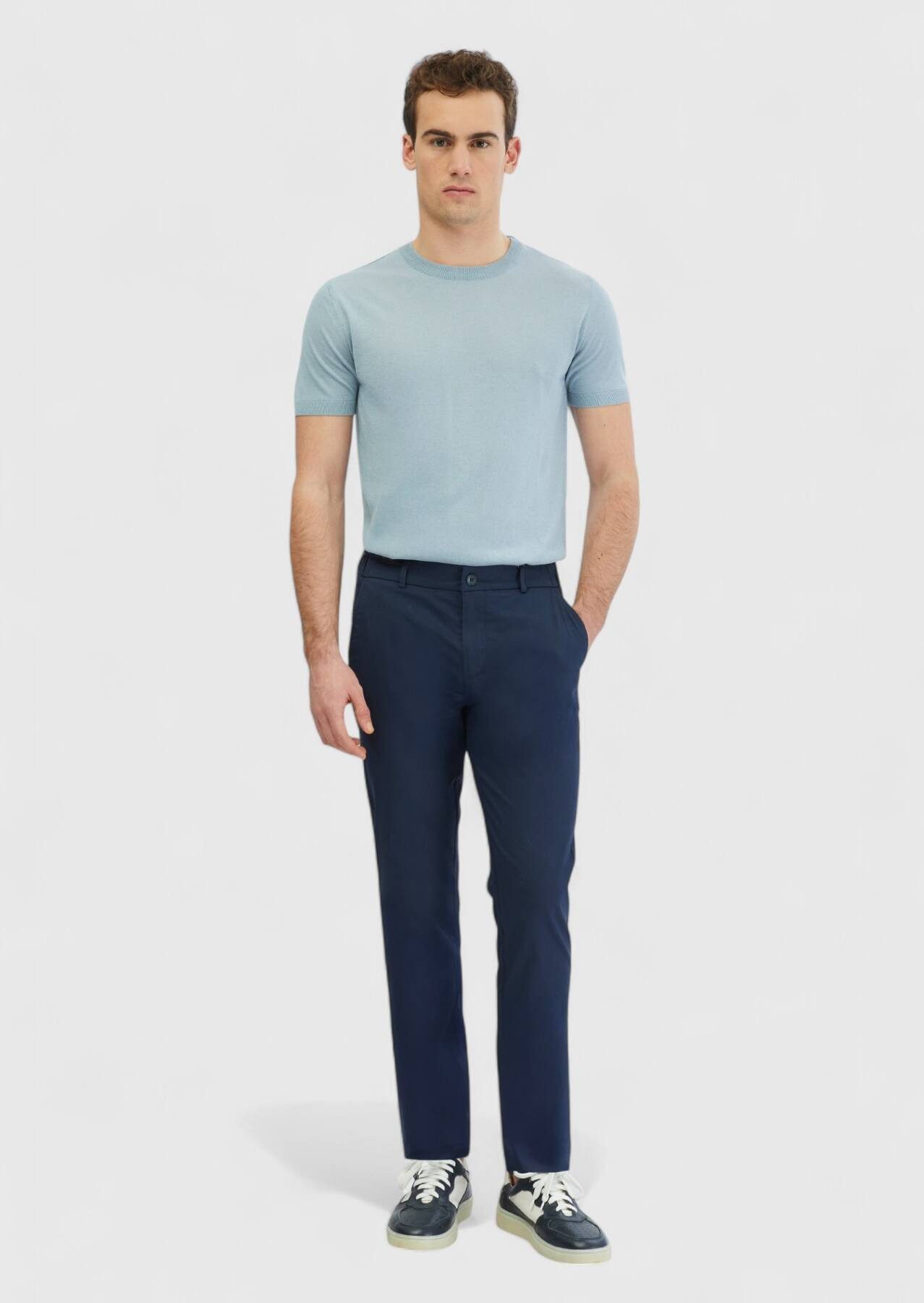 RAMSEY Jogger Pants Marineblaue Jogginghose aus Baumwollmischgewebe für den Alltag