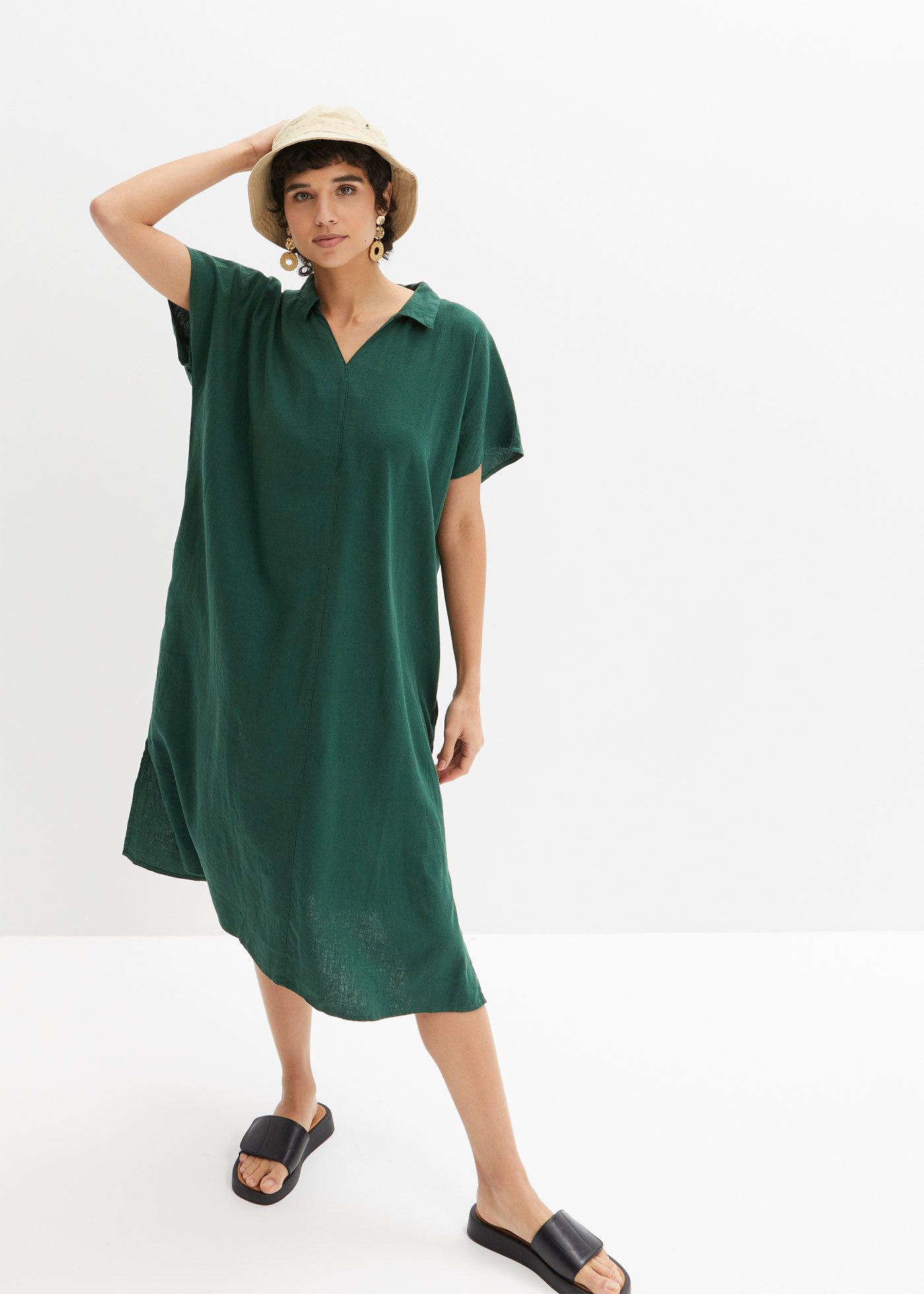 bonprix Tunikakleid für den Alltag, aus Leinen-Viskose-Mix, weite Kaftan-Form