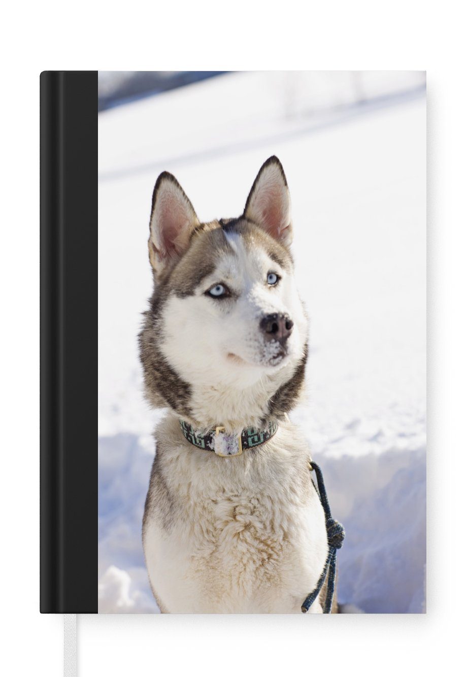 MuchoWow Notizbuch Sibirischer Schlittenhund im Schnee, Journal, Merkzettel, Tagebuch, Notizheft, A5, 98 Seiten, Haushaltsbuch