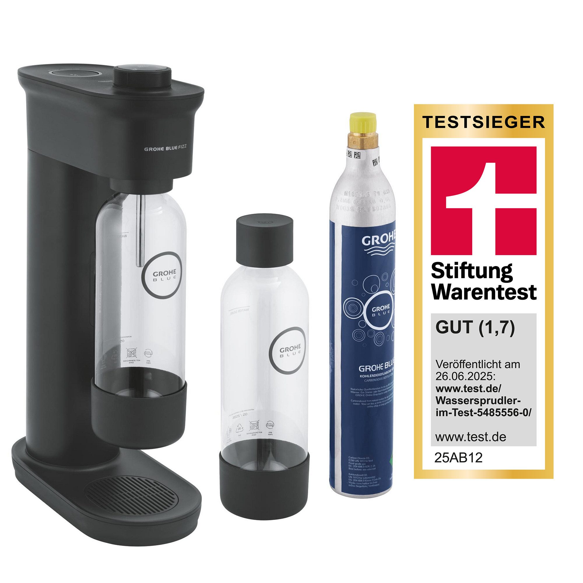Grohe Wassersprudler Blue Fizz Wassersprudler, Basic Couple Starter Set, schwarz (31942K00)