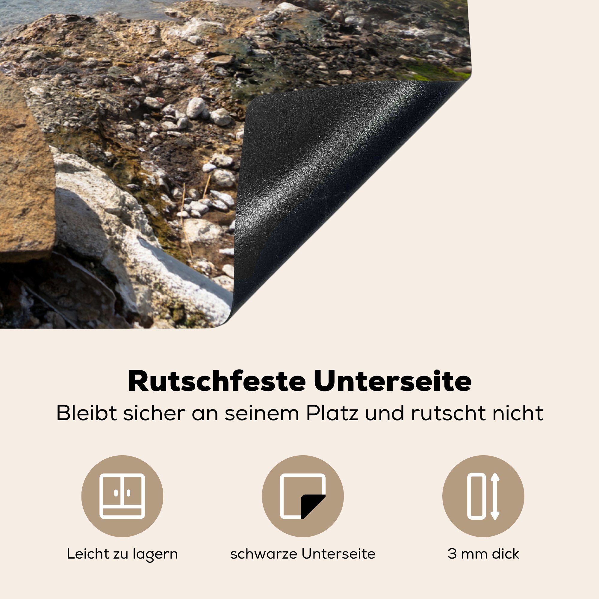 MuchoWow Herdblende-/Abdeckplatte Stein mit der Schutz Vinyl, die der "vadmalahver" küche, in Nähe einer 81x52 heißen cm, Induktionskochfeld Quelle, Ceranfeldabdeckung Aufschrift (1 tlg), für