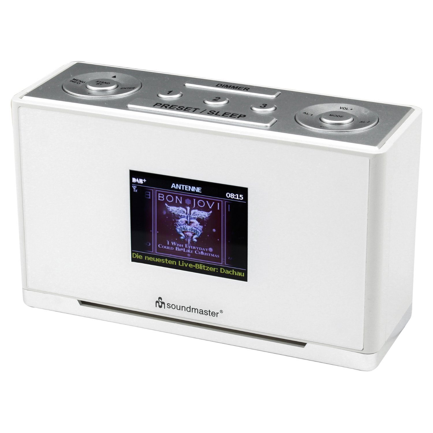 Soundmaster UR240WE Radiowecker Farbdisplay Dualalarm Sleeptimer Digitalradio DAB+ Uhrenradio