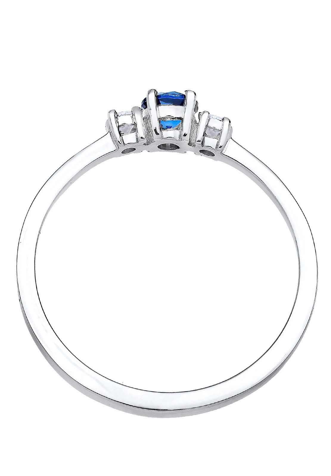 Elli Fingerring Verlobungsring Zirkonia Saphirblau 925 Silber