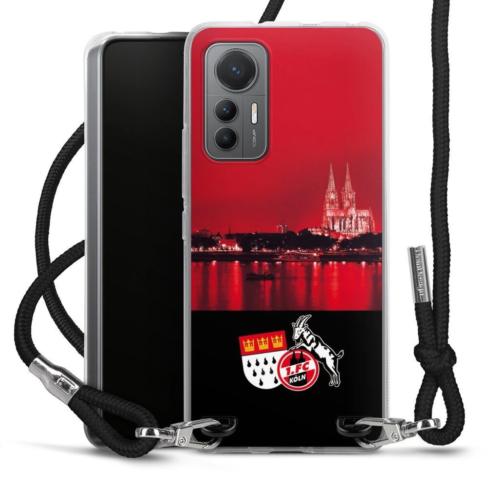 DeinDesign Handyhülle Skyline 1. FC Köln Offizielles Lizenzprodukt Skyline Köln Rot, Xiaomi 12 Lite 5G Handykette Hülle mit Band Case zum Umhängen