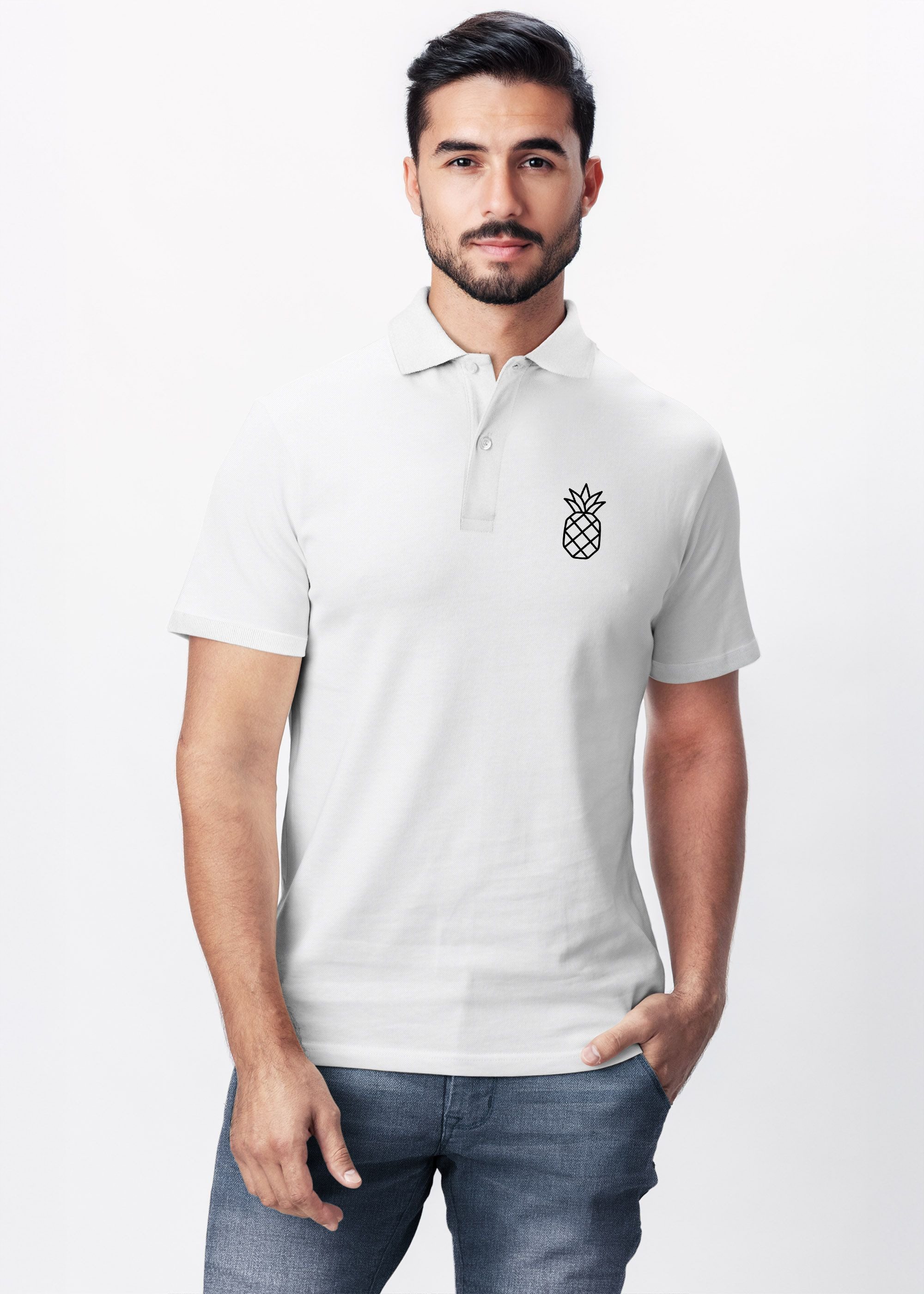 Neverless Poloshirt Poloshirt Herren mit Grafik Print – Kurzarm Polo mit Ananas Logo mit Print