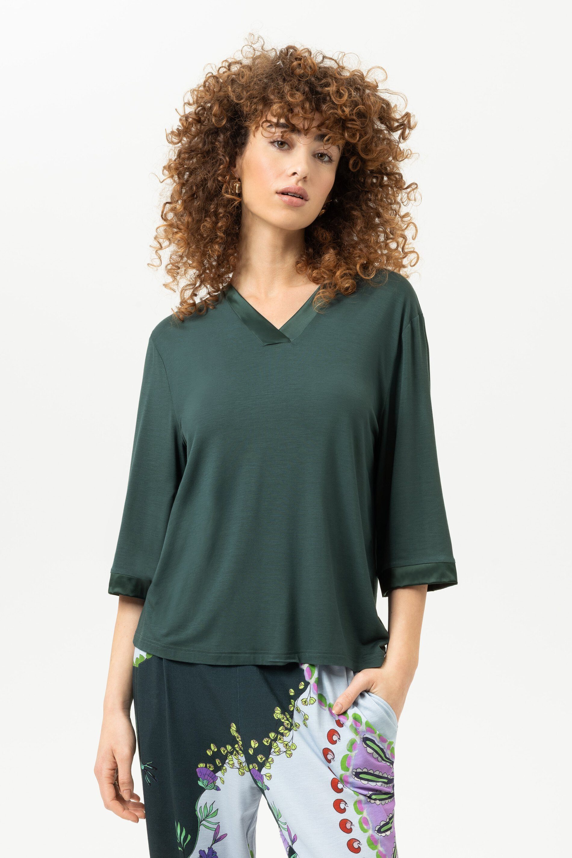Mey Pyjamaoberteil Mey T-Shirt 3/4 Arm Serie Pure Chic Uni T-Shirt (1-tlg) Basic Shirt, zeitloses Design, softer Modal-Mix