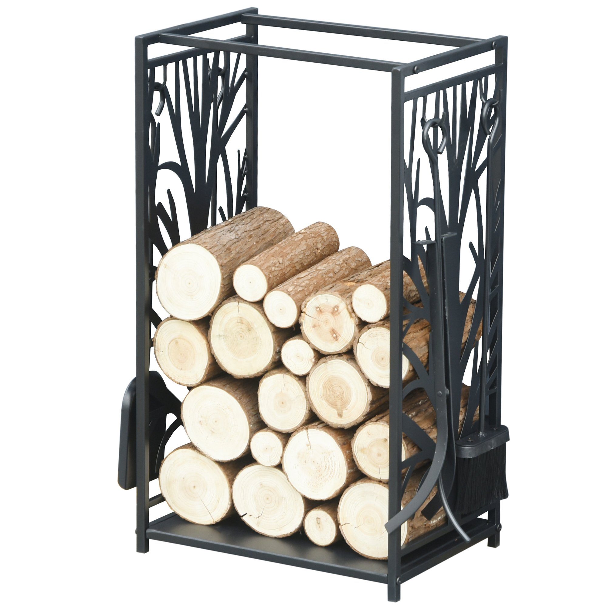 HOMCOM Kaminholzregal Kaminholzständer mit Kaminbesteck – Bild 2 von 5