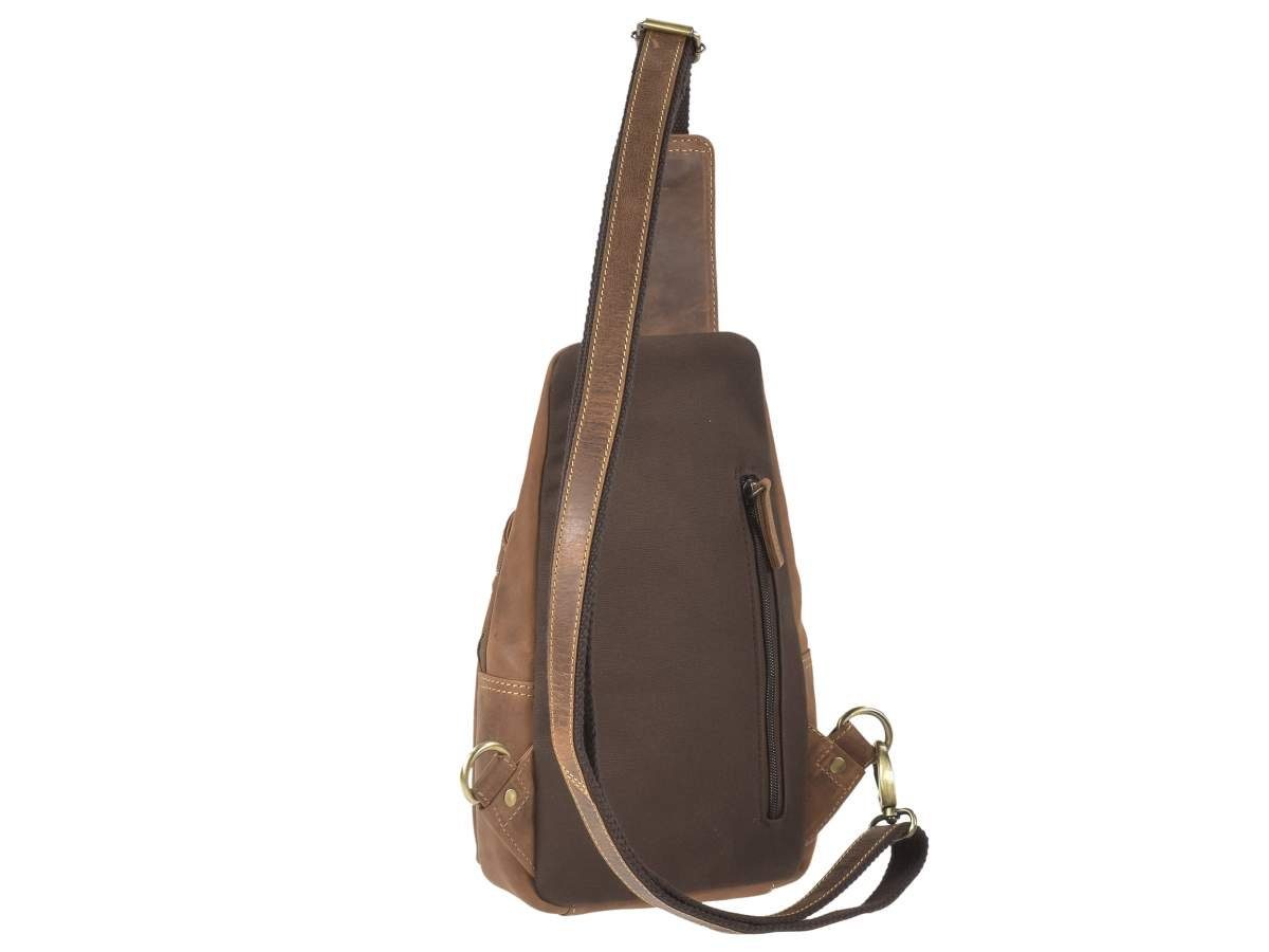 Greenburry Umhängetasche "Vintage" Leder, Crossbag, Eingurtrucksack 20x40cm, antik Look, Crossbody Bag
