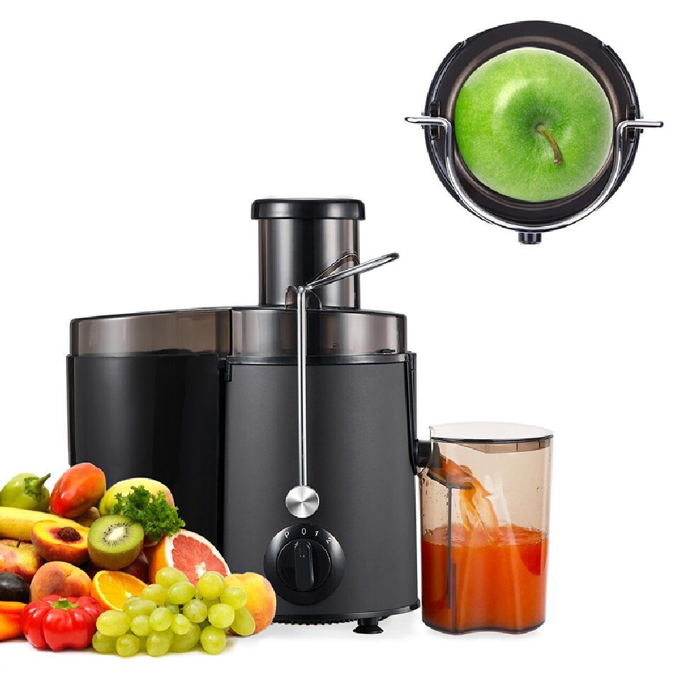 FOHERE Entsafter Elektrischer Zentrifugal Entsafter, 3 Geschwindigkeiten, Edelstahl, 400 W, für Obst und Gemüse, 400W, Hohe Saftausbeute, P-Pulsfunktion