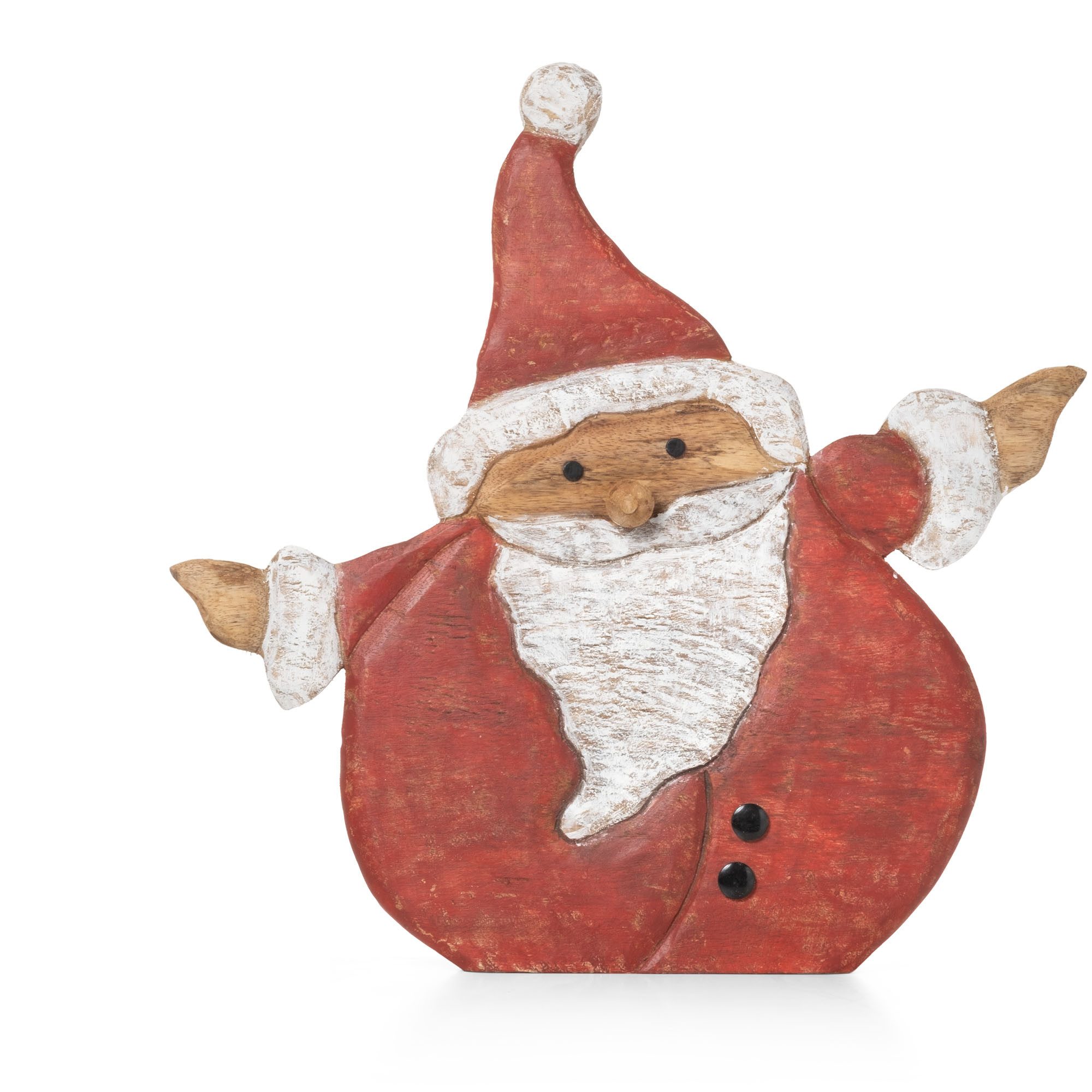 Moritz Skulptur Weihnachtsdeko Weihnachtsmann 50 cm aus Mangoholz handbemalt, Holz, Tischdeko, Fensterdeko, Wanddeko, Holzdeko, Weihnachtsdeko